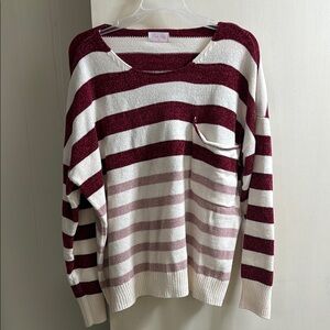 Pink Lily Crew Neck Striped Sweater
